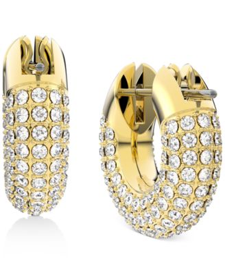Gold-Tone Pav&eacute; Crystal Dextera Hoop Earrings, 0.62"