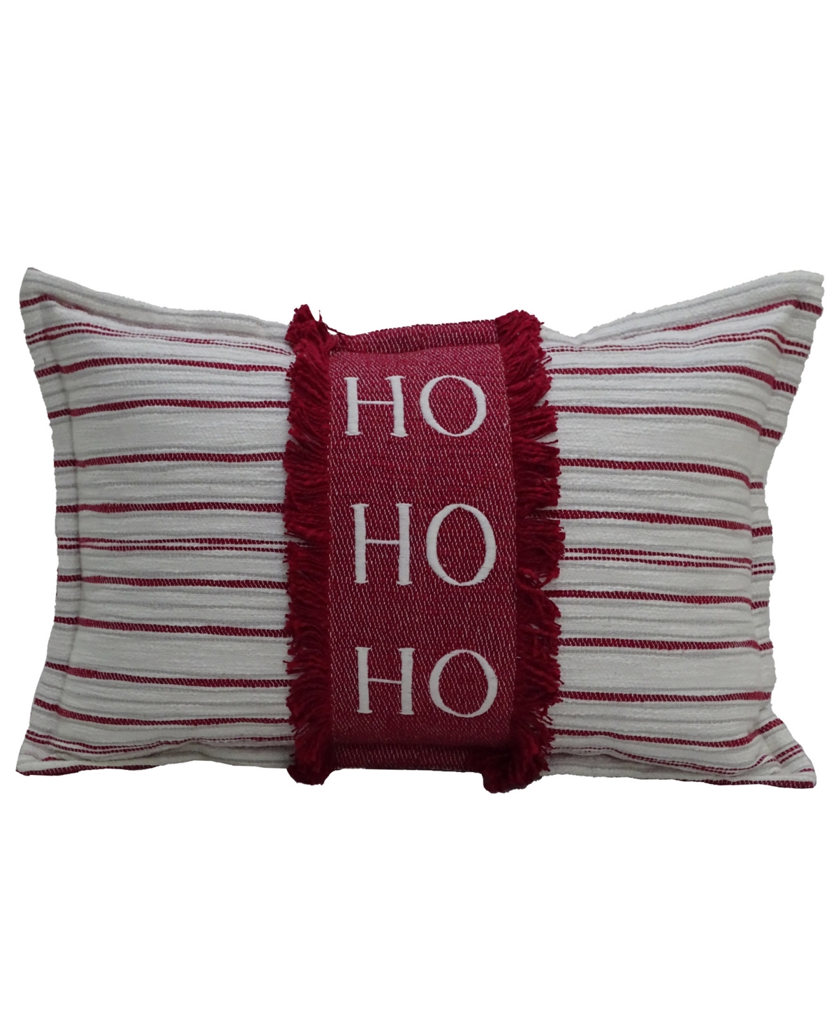 Vibhsa Hohoho Christmas Pillow For Holidays, 24" X 14" In Red/ivory