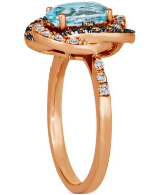 Blue Topaz (1-7/8 ct. t.w.) & Diamond (3/8 ct. t.w.) Halo Ring in 14k Rose Gold