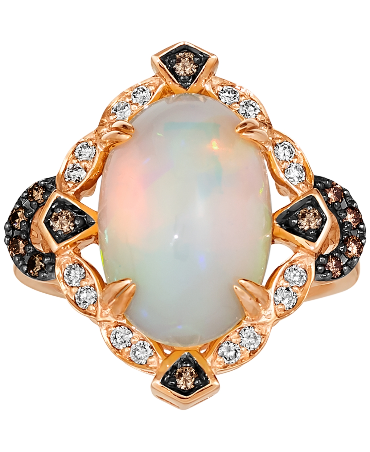 Le Vian Neopolitan(3-1/5 ct. t.w.) & Diamond (1/4 ct. t.w.) Halo Ring in 14k Rose Gold - Opal