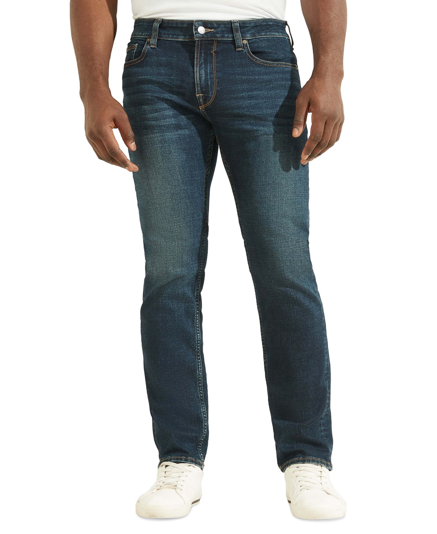 Мужские джинсы GUESS Slim Straight Fit, цвет: Синий — фото 6