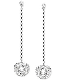 Rhodium-Plated Crystal Spiral & Chain Linear Drop Earrings