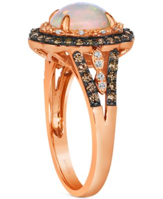 Neopolitan Opal (7/8 ct. t.w.) & Diamond (1/2 ct. t.w.) Halo Ring in 14k Rose Gold