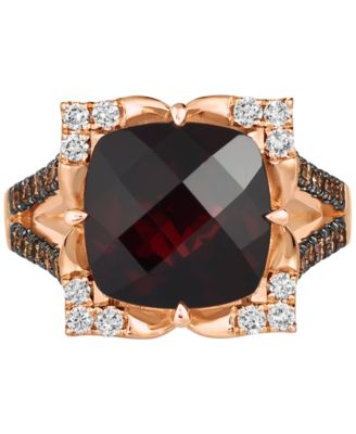 Pomegranate Garnet (5-1/4 ct. t.w.) & Diamond (5/8 ct. t.w.) Statement Ring in 14k Rose Gold