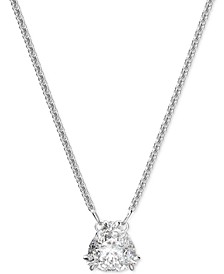 Rhodium-Plated Trilliant-Crystal Pendant Necklace, 14-7/8" + 2" extender