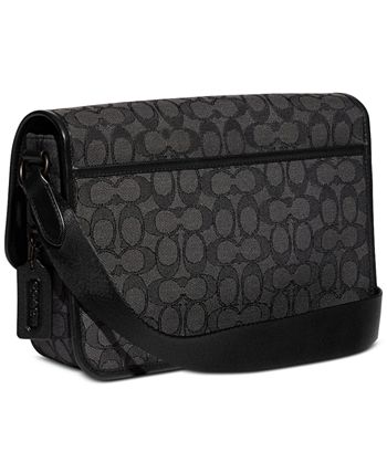 Coach Mens League Messenger Bag in Smooth Leather, Black