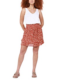 Women's Smocked Ruffle Floral-Print Skirt