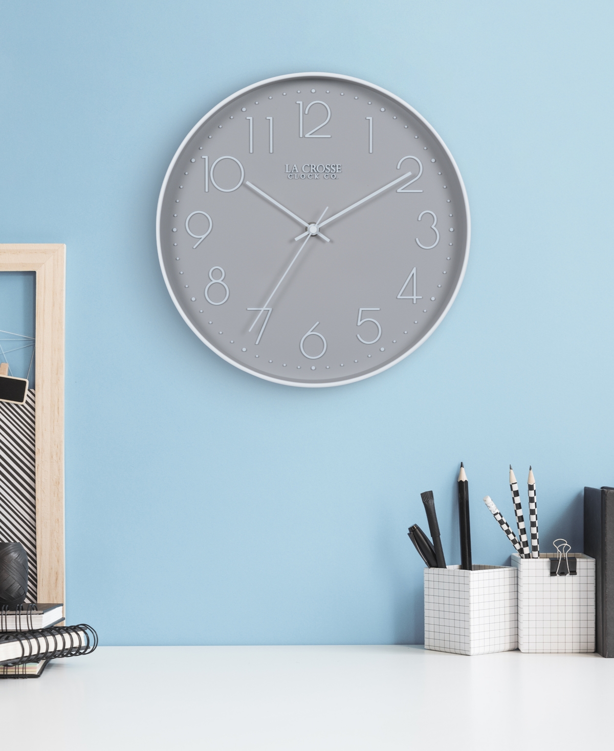 Shop La Crosse Technology Clock Co 404-3831-int 12" Everly Quartz Silent Sweeping Wall Clock In Gray