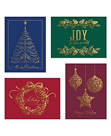Holiday Gold-Tone Foil Boxed Cards Set, 32 Piece