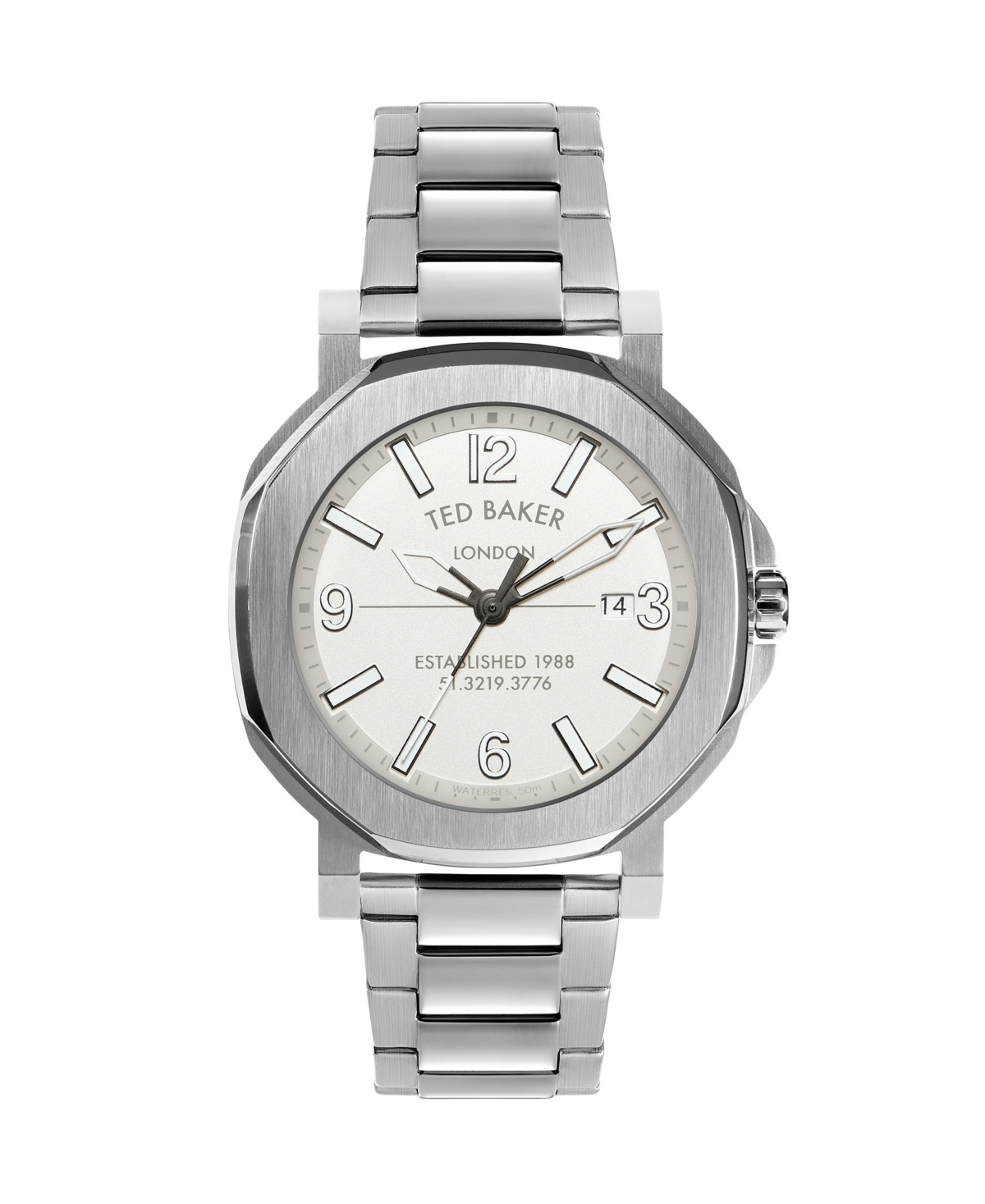 Men's Actonn Silver-Tone Stainless Steel Bracelet Watch 44mm - Silver-Tone