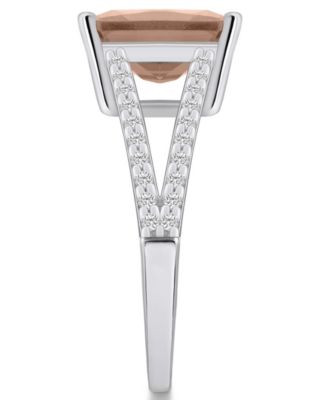 Morganite and Diamond Accent Ring in 14K White Gold