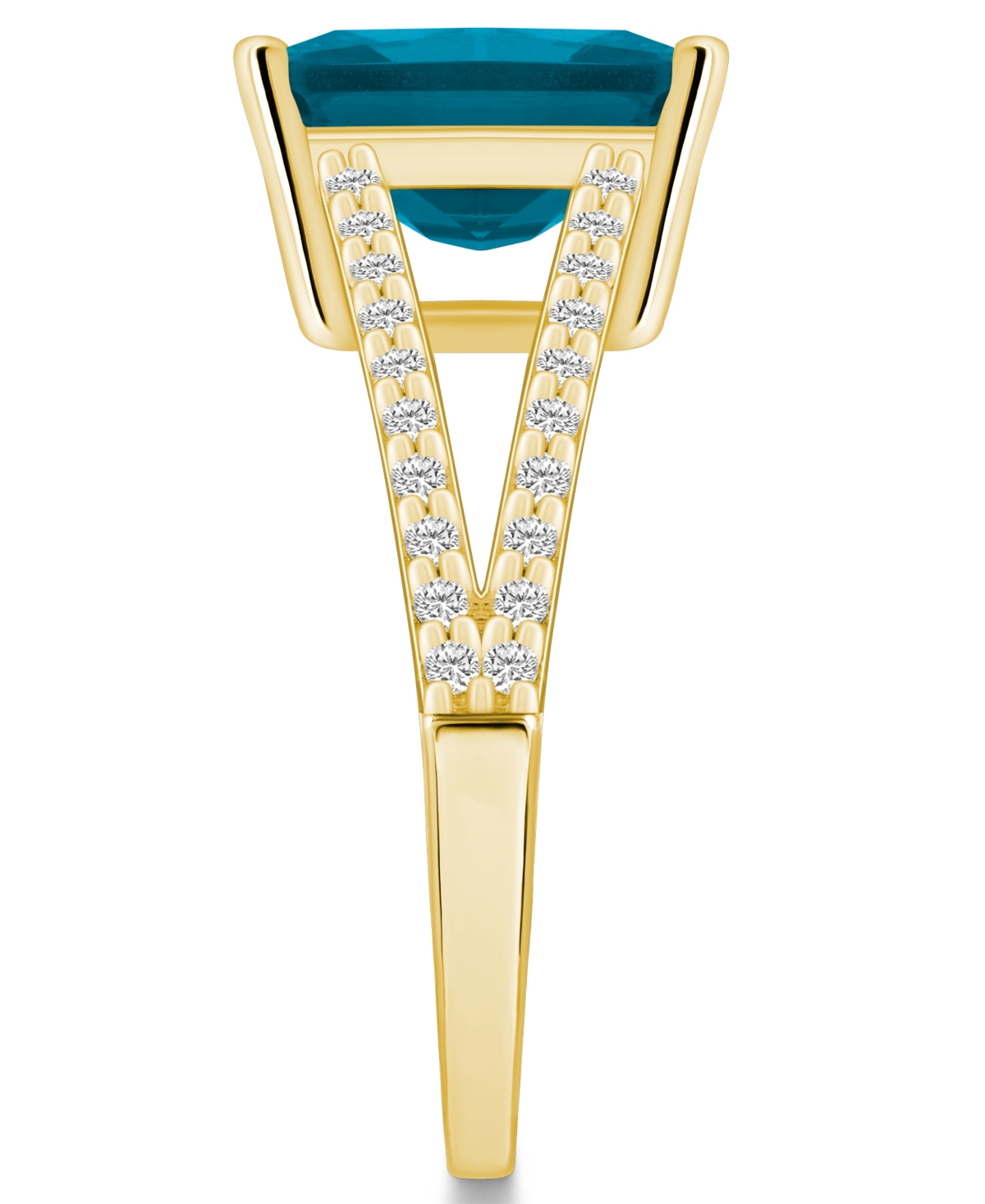 Macy'sand Diamond Accent Ring in 14K Yellow Gold - London Blue Topaz