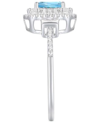 Garnet (3/4 ct. t.w.) & Lab-Grown White Sapphire (1/2 ct. t.w.) Halo Statement ring in 14k Rose Gold-Plated Sterling Silver