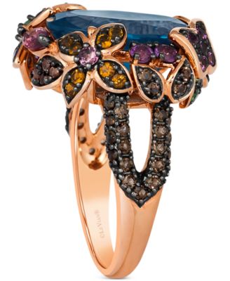Multi-Gemstone (7-3/4 ct. t.w.) & Nude Diamond (1/10 ct. t.w.) Statement Ring in 14k Rose Gold