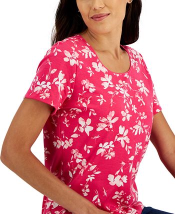 Karen Scott Petite Printed Scoop-Neck T-Shirt, Created for Macy's