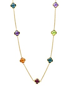 EFFY® Multi-Gemstone Clover 18" Statement Necklace (17-1/2 ct. t.w.) in 14k Gold