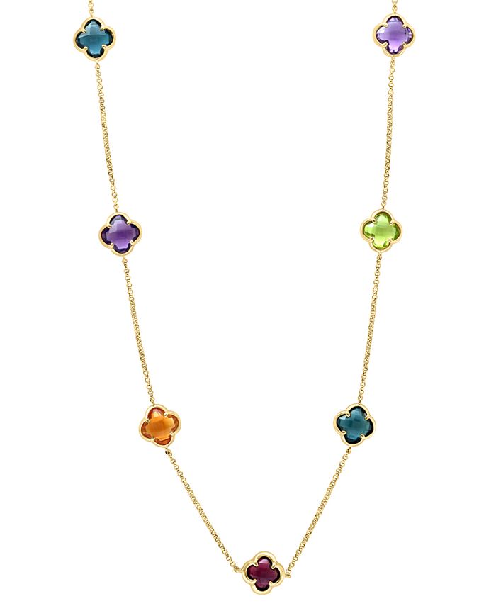 EFFY® Multi-Gemstone Clover 18 Statement Necklace (17-1/2 ct. t.w.) in 14k  Gold