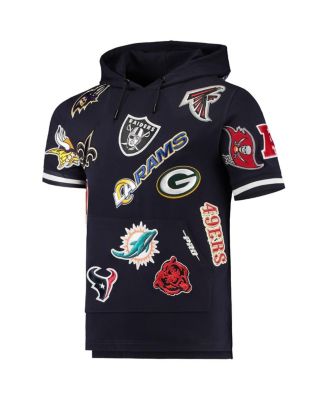 Men's Navy Nfl League Wordmark Short Sleeve Pullover Hoodie