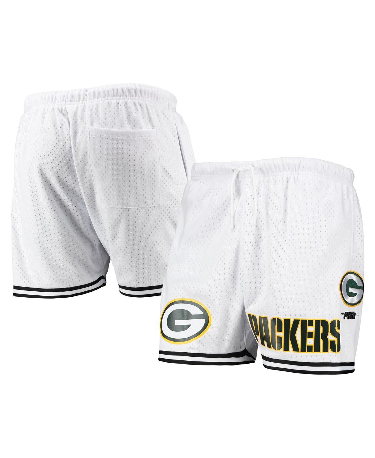 Pro Standard Men's  White, Black Green Bay Packers Mesh Shorts In White,black