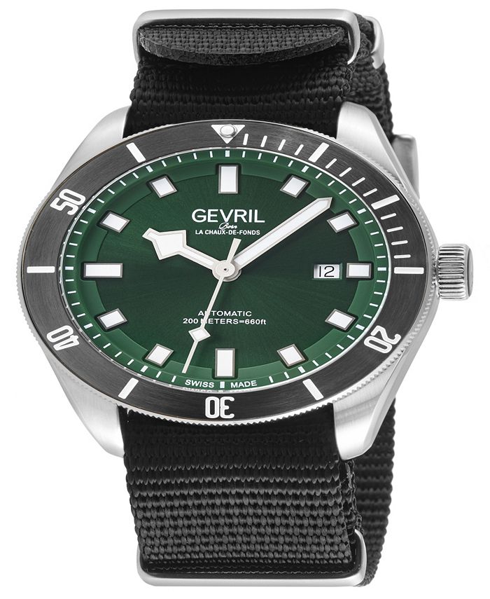 Men's Yorkville Swiss Automatic Black Nylon Strap Watch 43mm