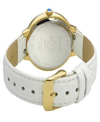 Women's Rome Swiss Quartz White Genuine Leather Strap Watch 36mm