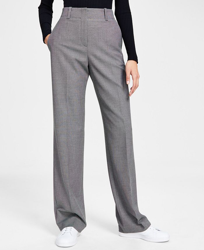 HUGO - Regular-fit high-waisted trousers with flared leg