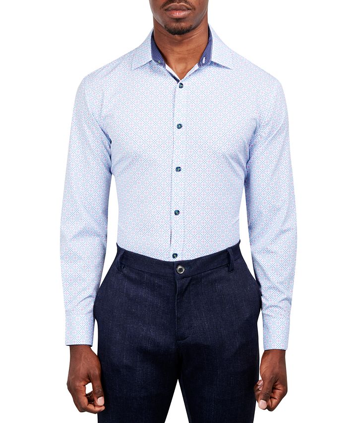 Society of Threads Men's SlimFit Performance Stretch Printed Dress Shirt Macy's