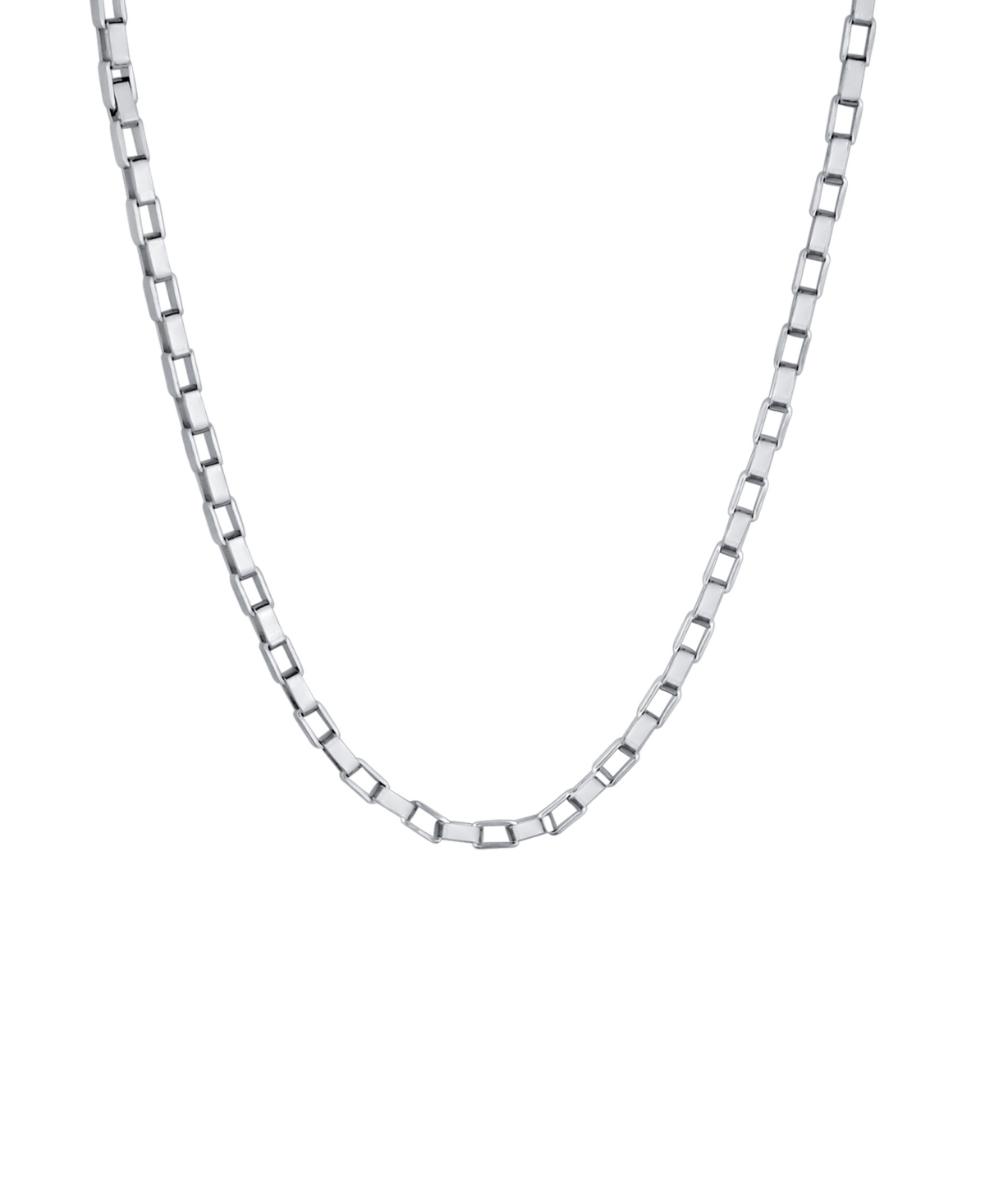 Thick Rectangular Link Chain Necklace - Fine Silver Plated