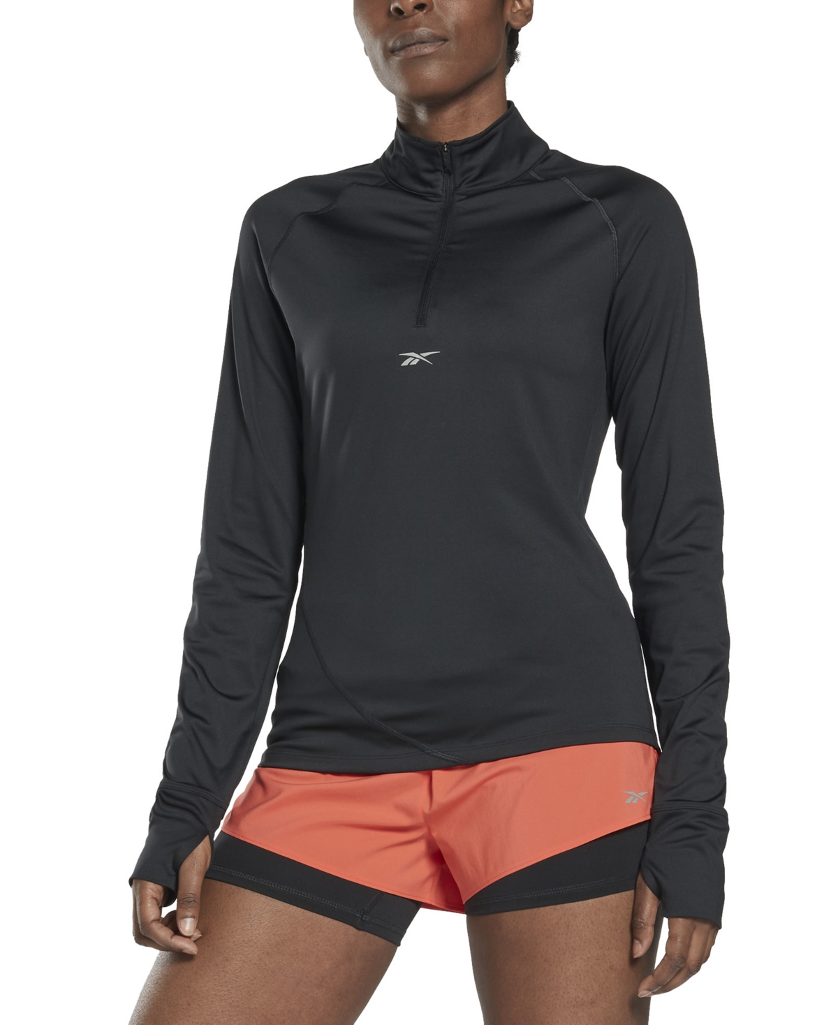  Reebok Women's Active Running Quarter-Zip Thumbhole Sweatshirt