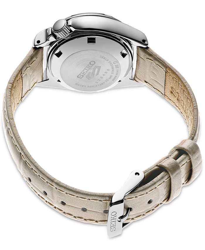 Seiko Women's Automatic 5 Sports Tan Leather Strap Watch 28mm Macy's