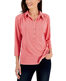 Women's Simply Floral Polo Top, Created for Macy's