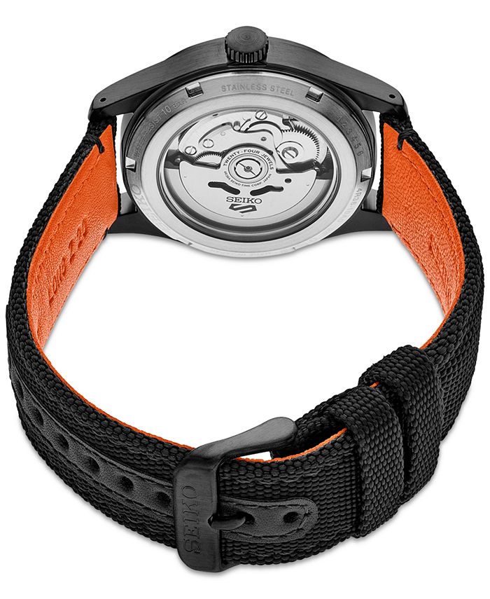 Seiko Men's Automatic 5 Sports Black Nylon Strap Watch 39mm Macy's