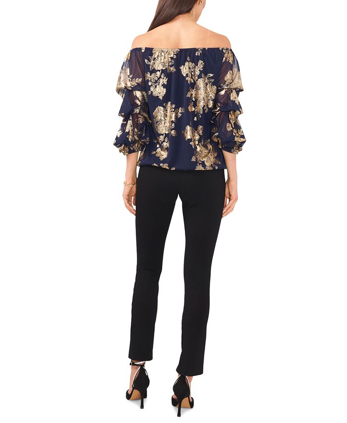 MSK Women's Floral-Print Off-The-Shoulder Top - Macy's