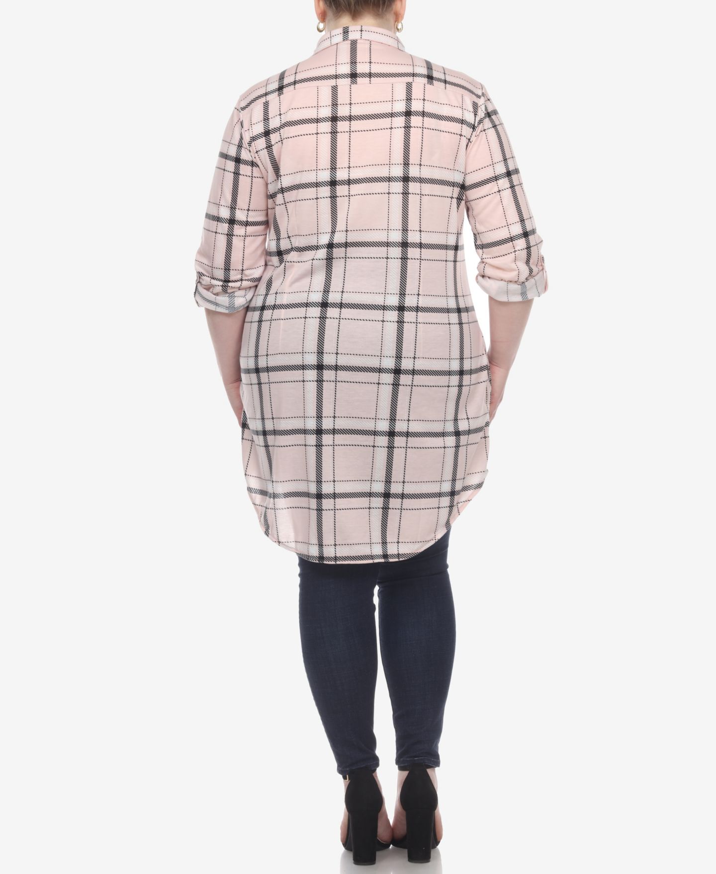 Женский топ White Mark Plus Size Plaid Tunic Top, цвет: Розовый — фото 4