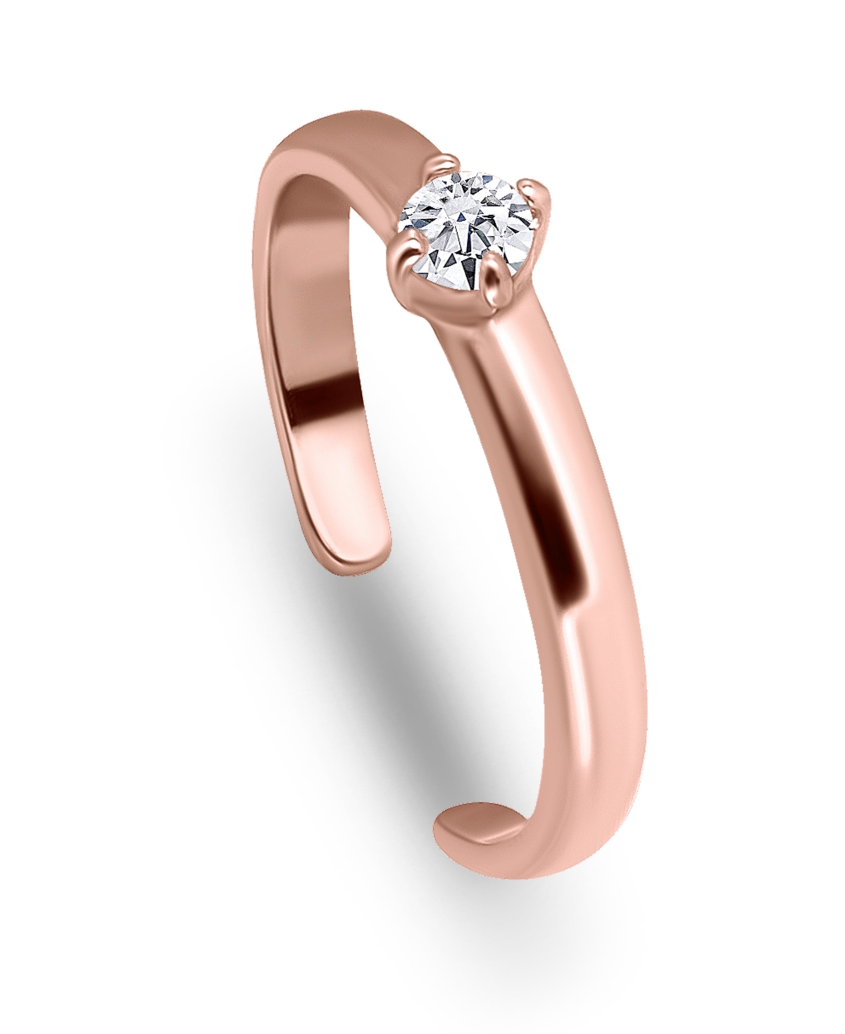 Solitaire Cubic Zirconia 18K Rose Gold and Gold Over Silver, Sterling Silver Toe Ring - Rose Gold over Silver
