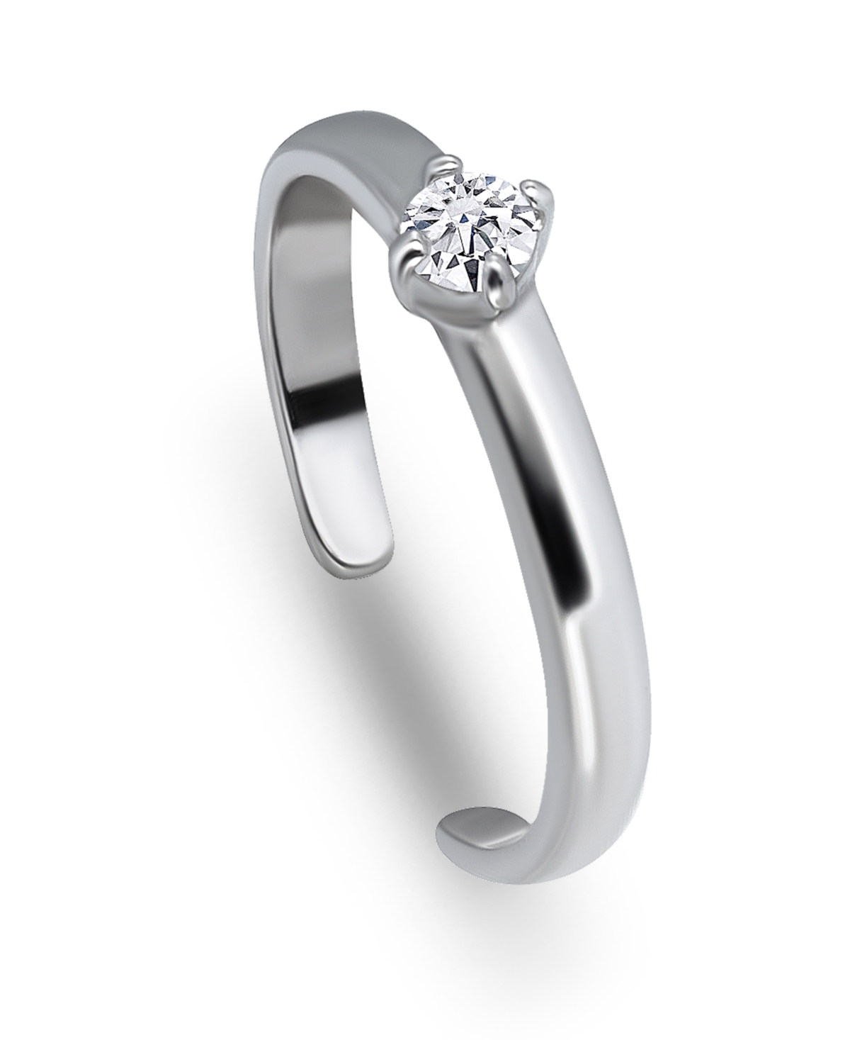 Solitaire Cubic Zirconia 18K Rose Gold and Gold Over Silver, Sterling Silver Toe Ring - Rose Gold over Silver