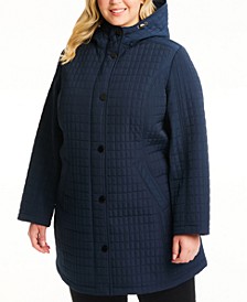 Women's Plus Size Hooded Quilted Coat, Created for Macy's