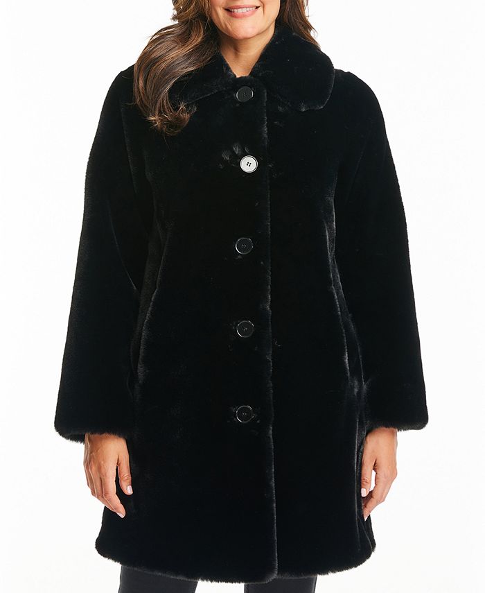 Black Faux Fur Downtown Fox Jacket Women's Coats & Jackets