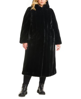 Jones New York Plus Size Hooded Faux-Fur Maxi Coat - Macy's