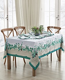 Vintage Holly Fabric Tablecloth, 60" x 144"