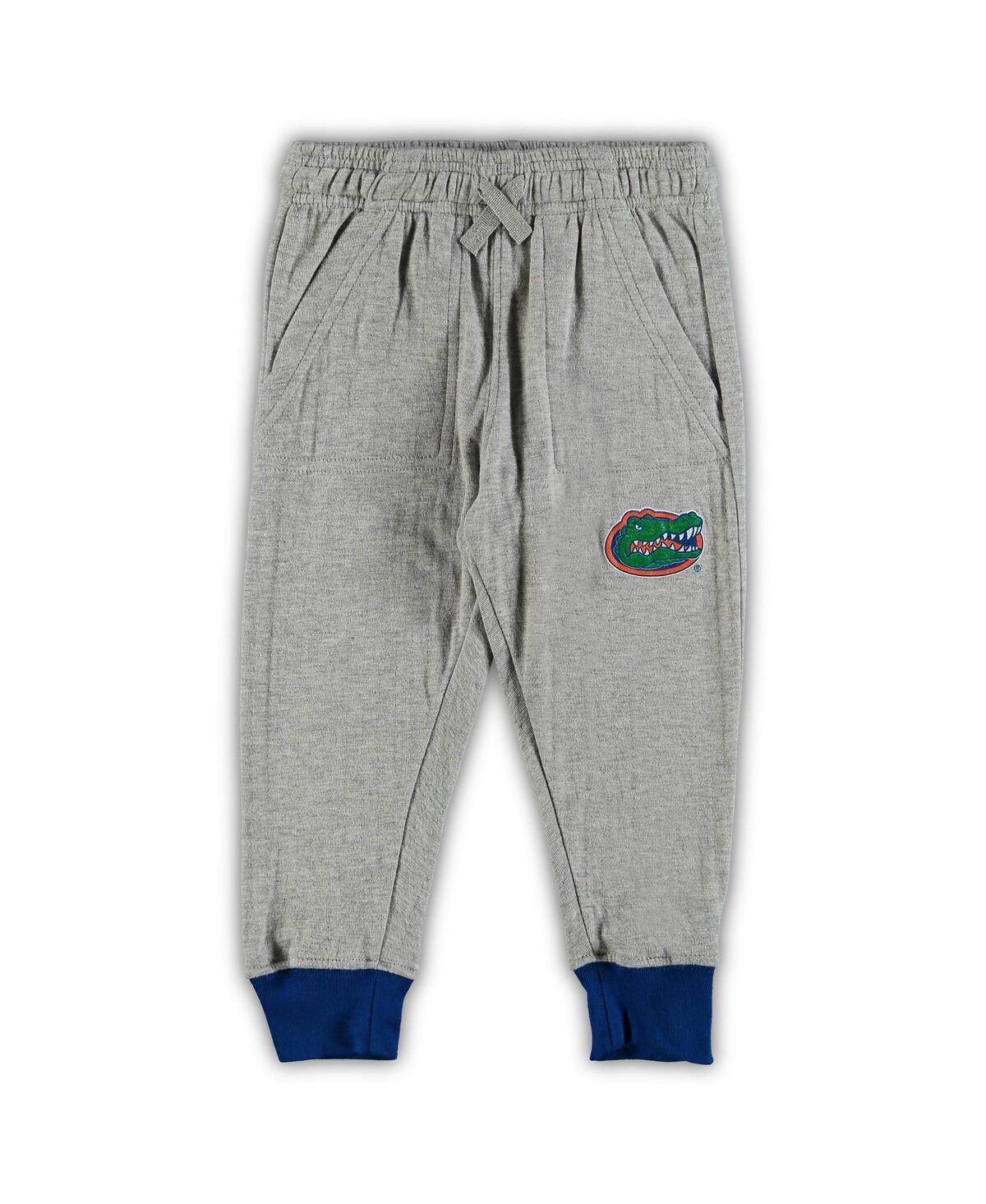 Wes & Willy Boys And Girls Infant Wes And Willy Heathered Gray, Royal Florida Gators Jie Jie Long Sleeve Bodysui In Heathered Gray,royal