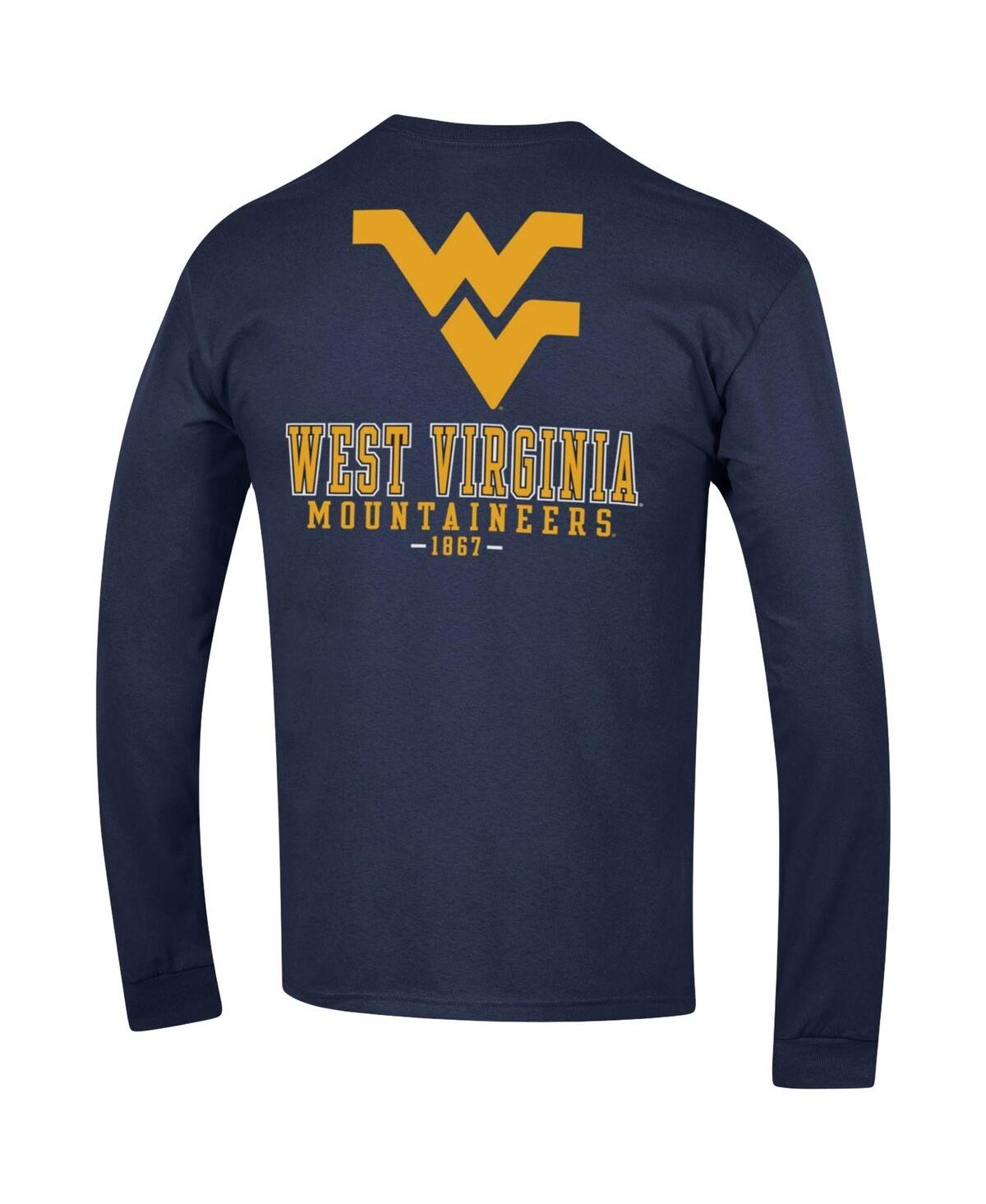 Men's ChampionWest Virginia Mountaineers Team Stack Long Sleeve T-shirt - Navy