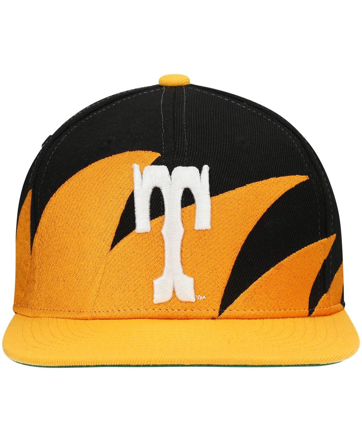 Men's Mitchell & Nessand Black Tennessee Volunteers Sharktooth Snapback Hat - Tennessee Orange, Black