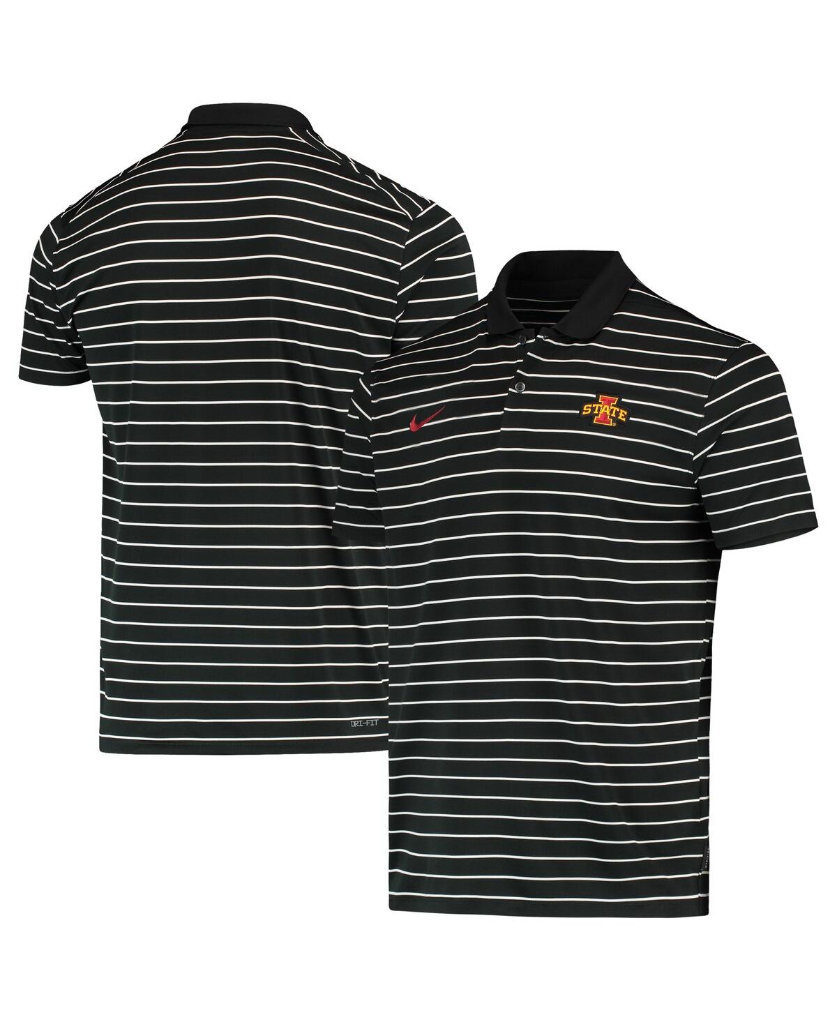 Men's Nike Black Iowa State Cyclones Victory Stripe Performance Polo Shirt