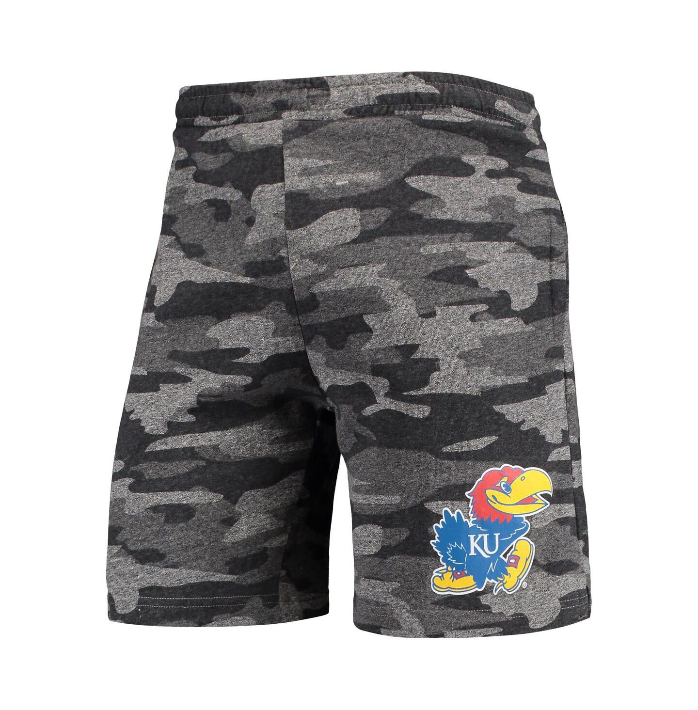 Мужские махровые шорты для отдыха Concepts Sport Kansas Jayhawks Camo Backup, Charcoal — фото 2