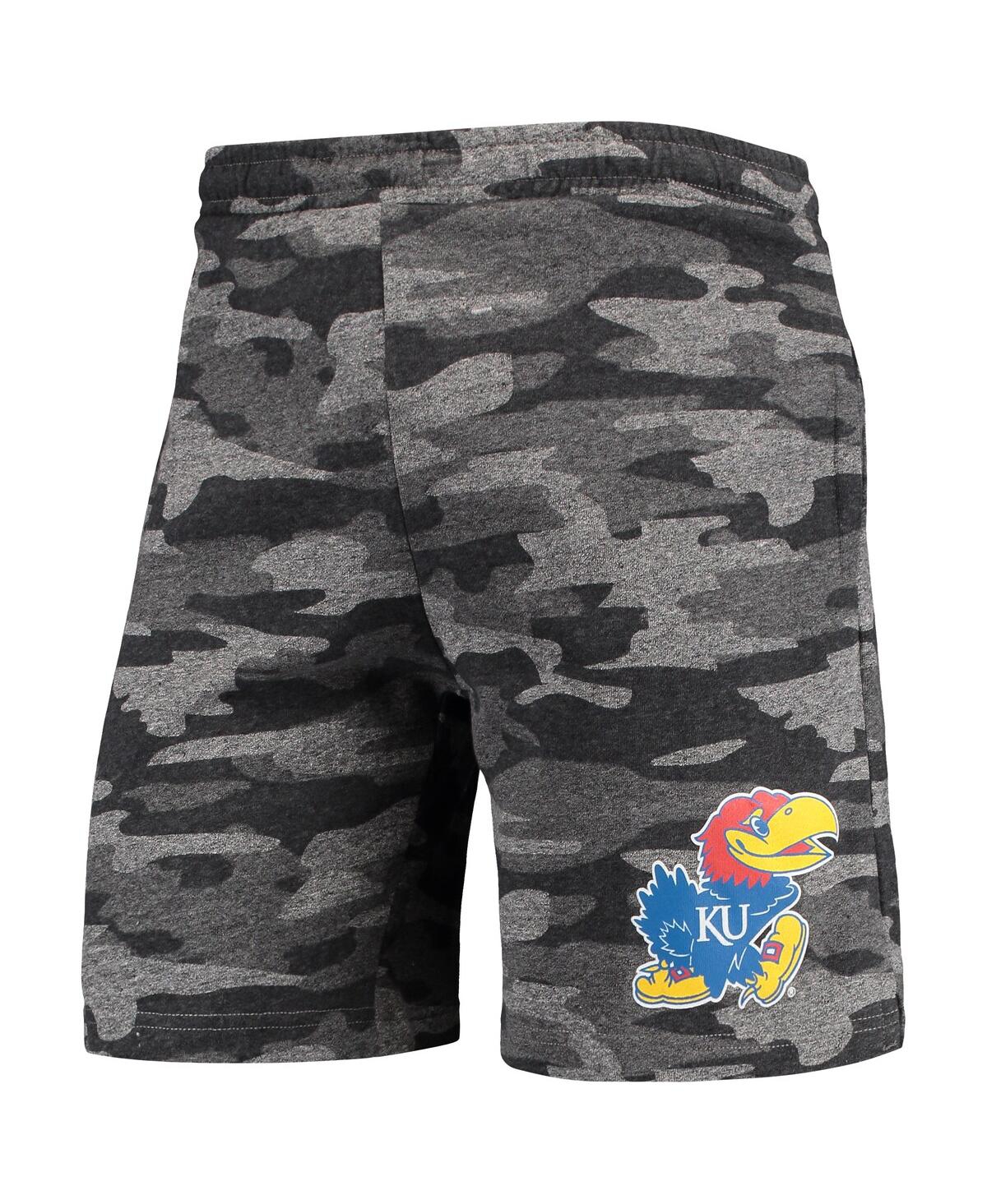 Concepts Sport Men's  Charcoal, Gray Kansas Jayhawks Camo Backup Terry Jam Lounge Shorts In Charcoal,gray