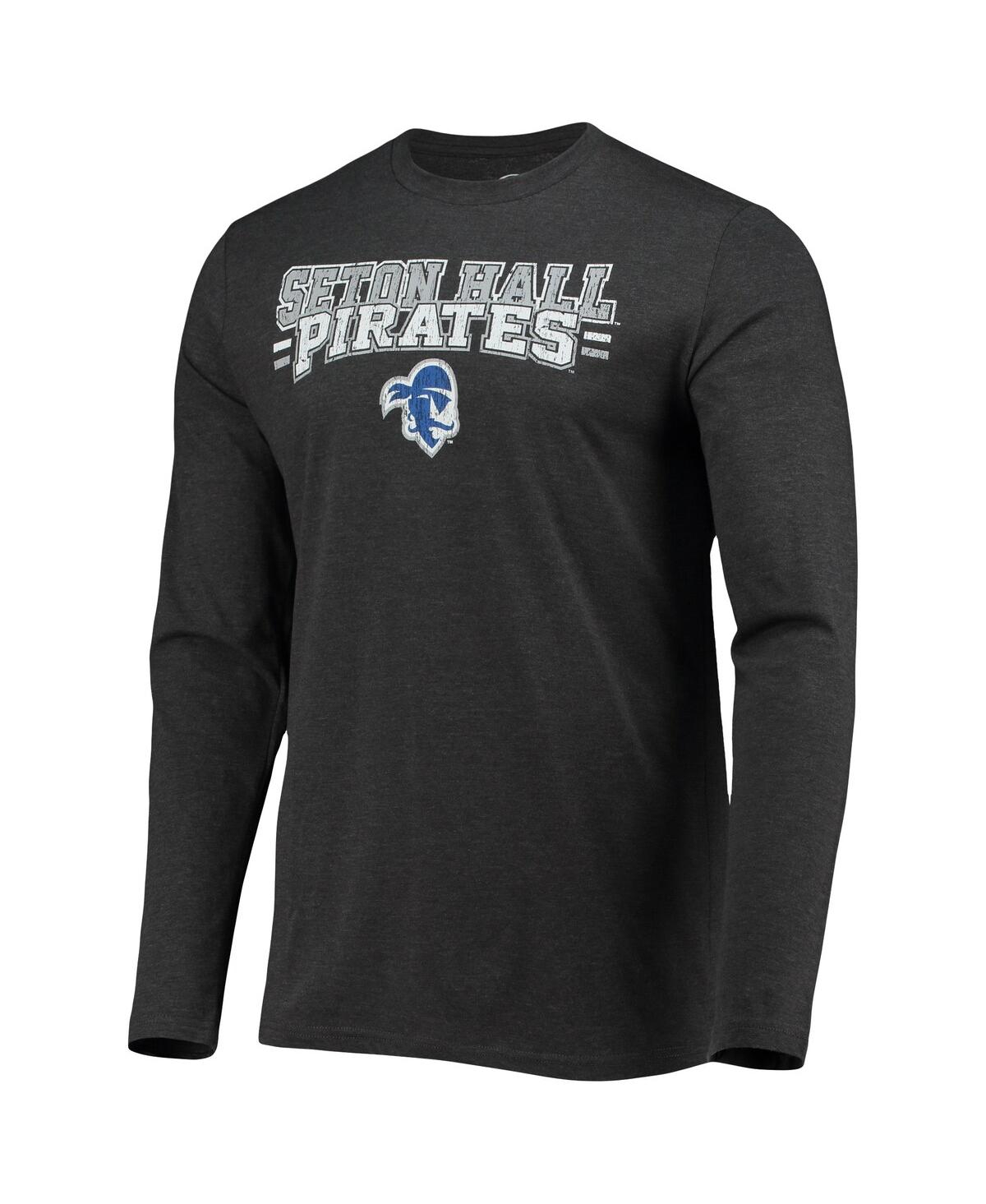 Concepts Sport Blue/heathered Charcoal Seton Hall Pirates Meter Long Sleeve T-shirt & Pants Sleep Se In Blue,heathered Charcoal