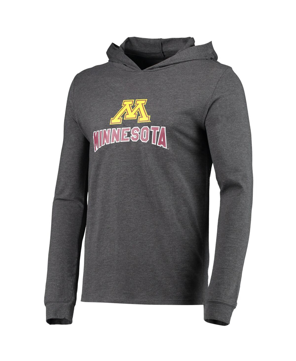 Men's Concepts Sport Heatheredand Heathered Charcoal Minnesota Golden Gophers Meter Long Sleeve Hoodie T-shirt and Jogger Pants Set - Maroon