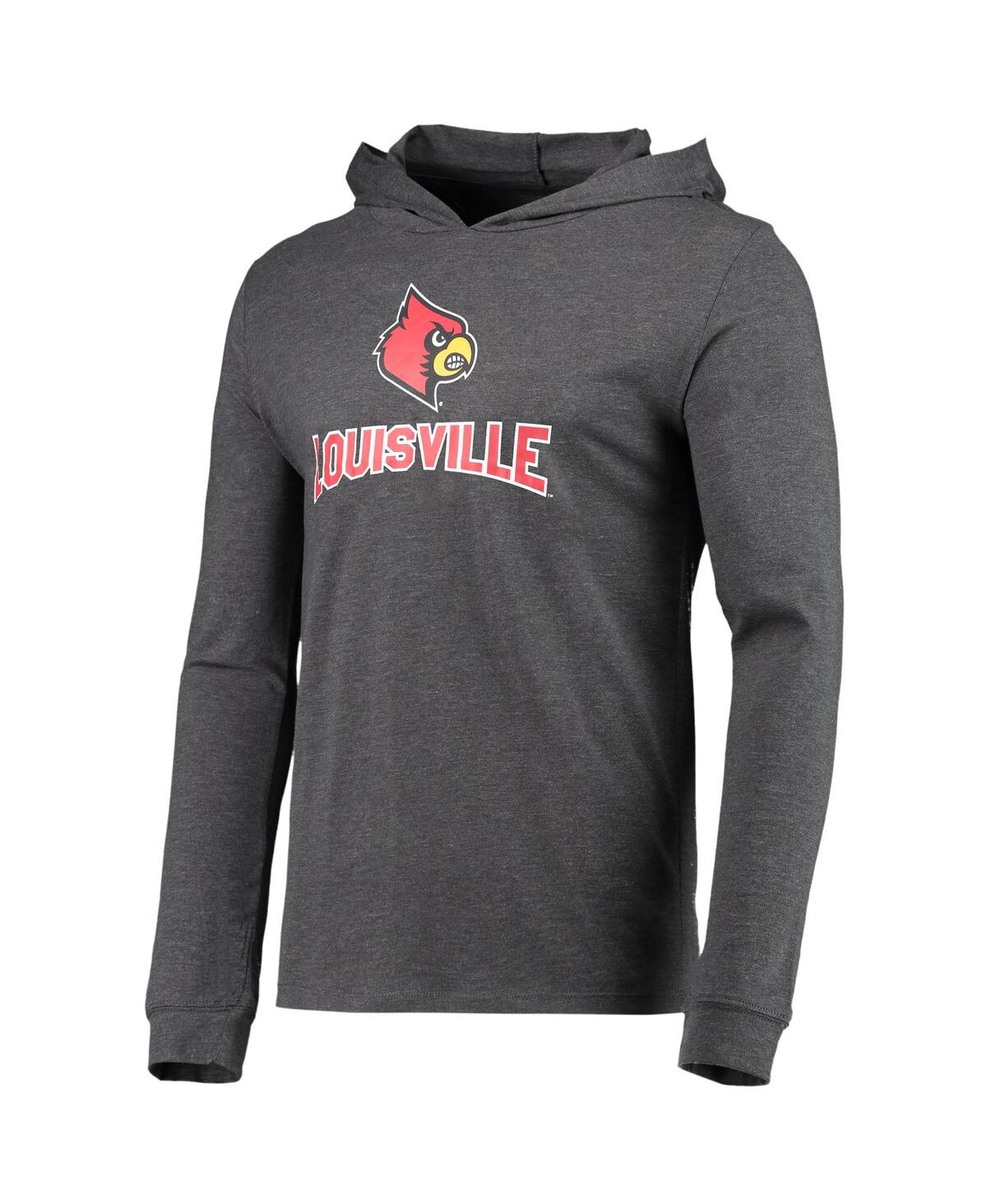 Shop Concepts Sport Men's  Heathered Red And Heathered Charcoal Louisville Cardinals Meter Long Sleeve Hoo In Red,heathered Charcoal