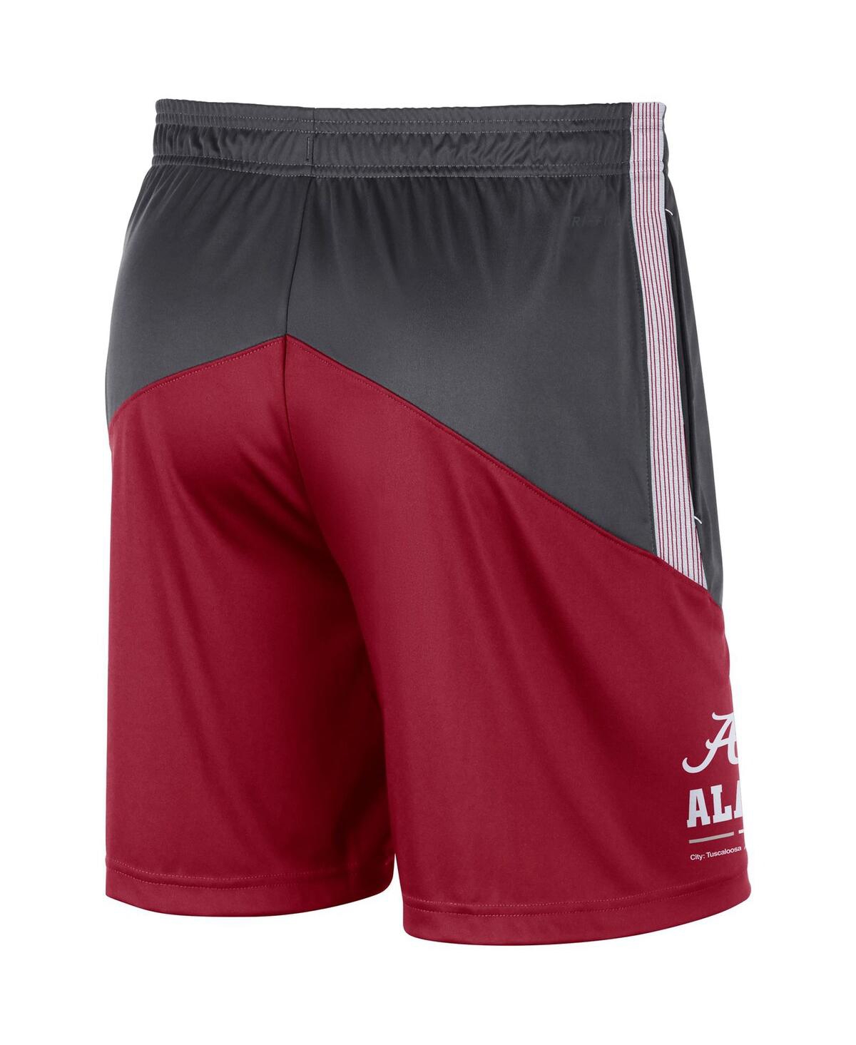 Shop Nike Men's  Charcoal And Crimson Alabama Crimson Tide Team Performance Knit Shorts In Charcoal,crimson
